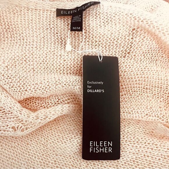 NWT Eileen Fisher Ballet Neck Box Top Shell Peach M Linen Mini Tape Long Sleeve - Picture 6 of 12